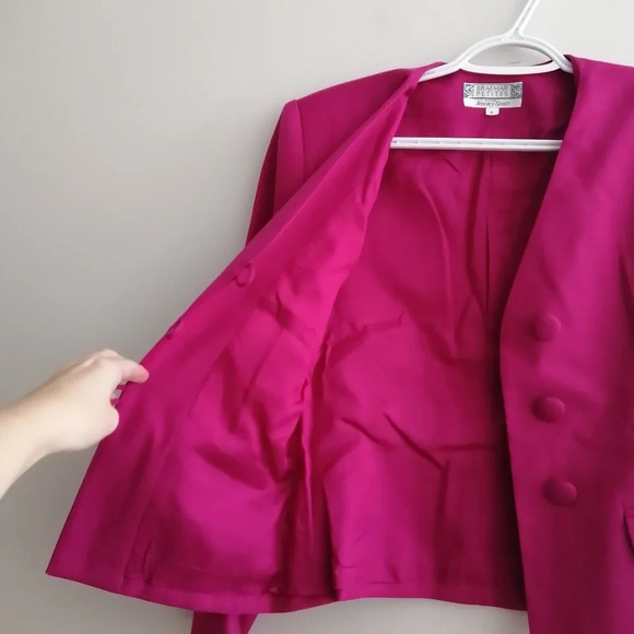 Vintage Braemar by Jeremy Scott Pure Virgin Wool Pink Single Breasted Blazer 4 - Picture 8 of 17